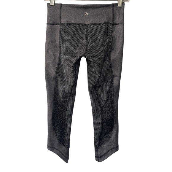 Lululemon Wunder Under 22” Crop Sashiko Black Mid Rise Legging Petal Camo Gray 4 - Picture 7 of 8